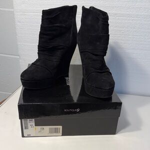 Boutique 9 Black Suede Wedge Boots